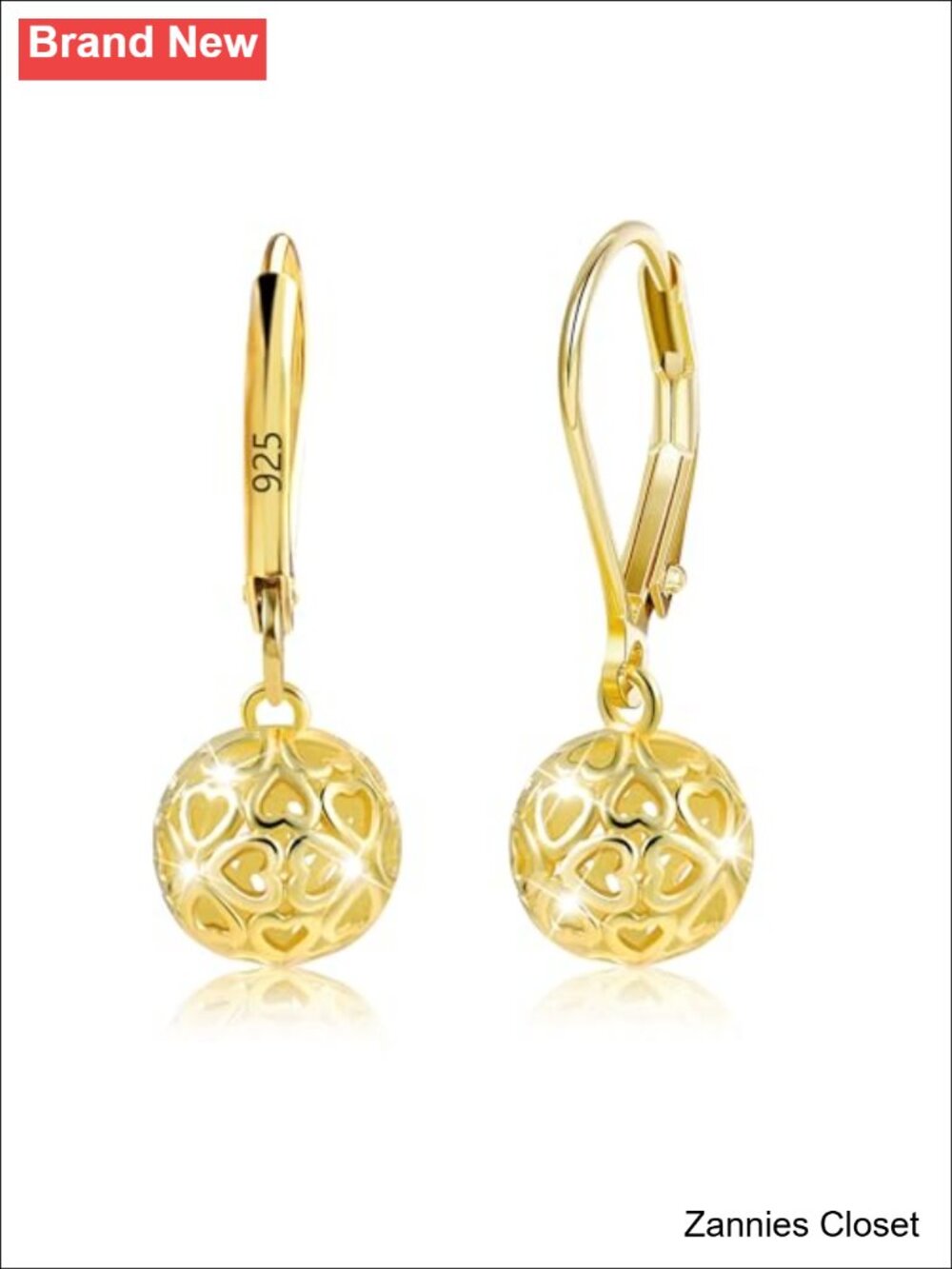 ✨ 925 Sterling Silver 14k Gold Filigree Teardrop Leverback Dangle Earrings Gift